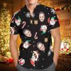Custom Face Personalised Christmas Hawaiian Shirt Snowman Skiing Candy Cane Holiday Gifts - For men and women - Fanshubus