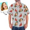 Custom Face Shirt Men's Hawaiian Red Flamingo | Unique Beach Shirt- For men and women - Fanshubus