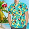 Custom Face Shirt Men's Hawaiian Shirt Personalized Photo Pineapple and Flower