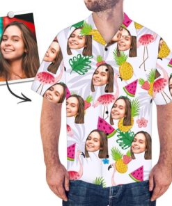 Custom Face Shirt Men's Hawaiian Shirt Pineapple And Watermelon