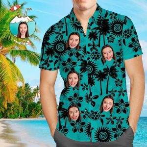 Custom Face Shirt Men's Hawaiian Shirt Sea Turtle  -  Unique Beach Shirt - For Men and Women Fanshubus