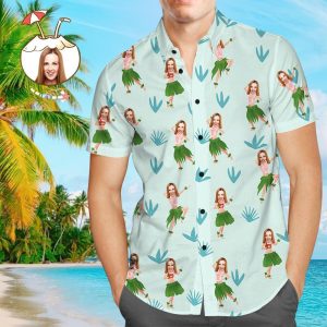 Custom Face Shirt Personalized Photo Men's Hawaiian Shirt Happy Dance - For Men and Women - Fanshubus