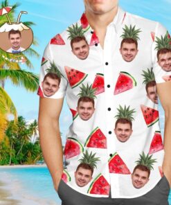 Custom Face Shirt Personalized Photo Men's Hawaiian Shirt Watermelon - For Men and Women - Fanshubus