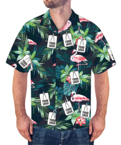 Custom Logo Shirt Men's Hawaiian Shirt Flamingo Flower  -  Unique Beach Shirt - For Men and Women Fanshubus