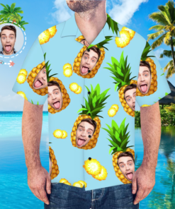 Custom Photo Shirt Men's Hawaiian Shirt Big Pineapple - For Men and Women Fanshubus