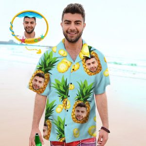 Custom Photo Shirt Men's Hawaiian Shirt Big Pineapple - For Men and Women - Fanshubus