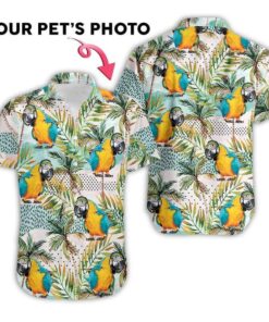 Customized Face Tropical Leaf Green Hawaiian Shirts- For men and women - Fanshubus