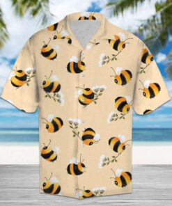 Cute Bee Peach Nice Design Hawaiian Shirt- For men and women - Fanshubus