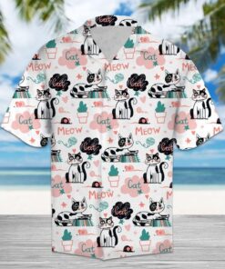 Cute Cat Pink Amazing Design Hawaiian Shirt- For men and women - Fanshubus