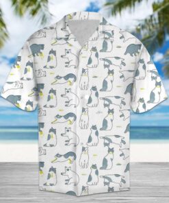 Cute Cat White Unique Design Hawaiian Shirt- For men and women - Fanshubus