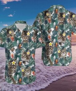 Cute Little Cat Tropical Hawaiian Shirt- For men and women - Fanshubus