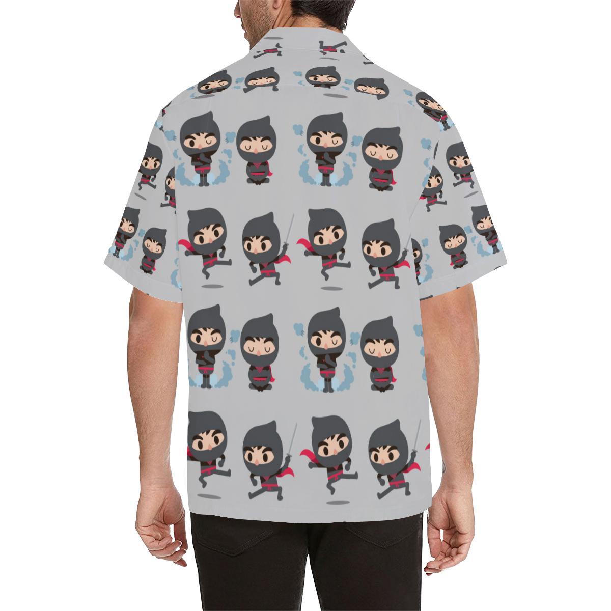 cute_ninja_pattern_mens_all_over_print_hawaiian_shirt_3672.jpg
