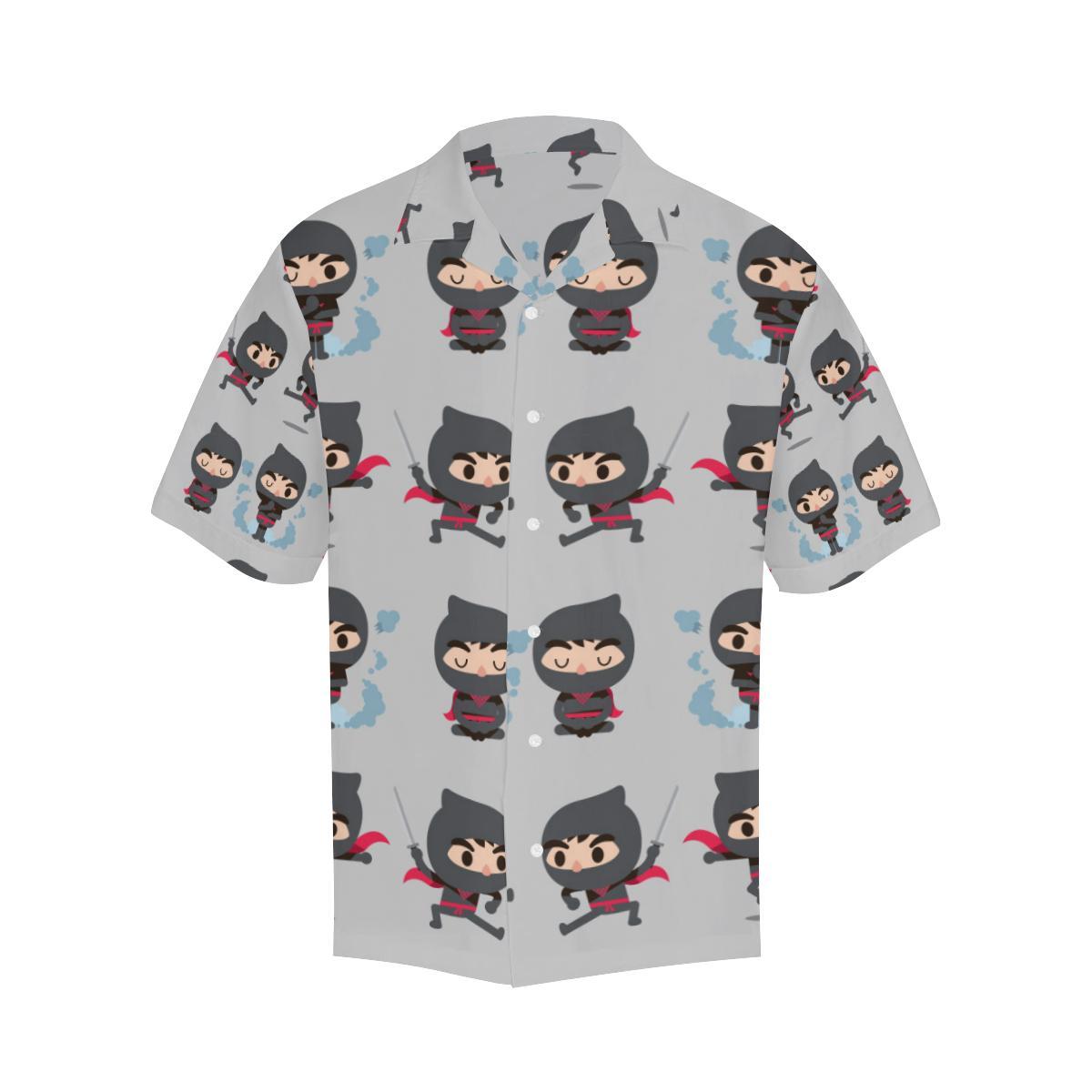 cute_ninja_pattern_mens_all_over_print_hawaiian_shirt_7885.jpg