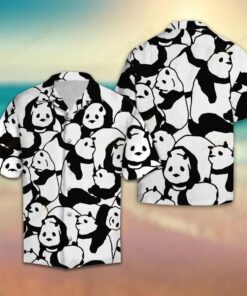 Cute Panda Black White Unique Design Hawaiian Shirt- For men and women - Fanshubus