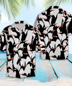 Cute Penguin Black Unique Design Hawaiian Shirt- For men and women - Fanshubus