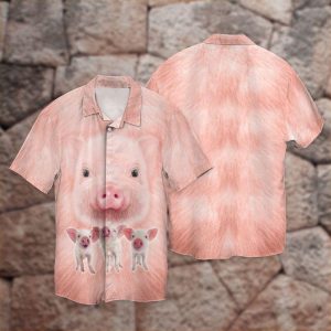 Cute Pigs Pink 3D Full Print Hawaiian Shirt Shirt - For Men and Women - Fanshubus