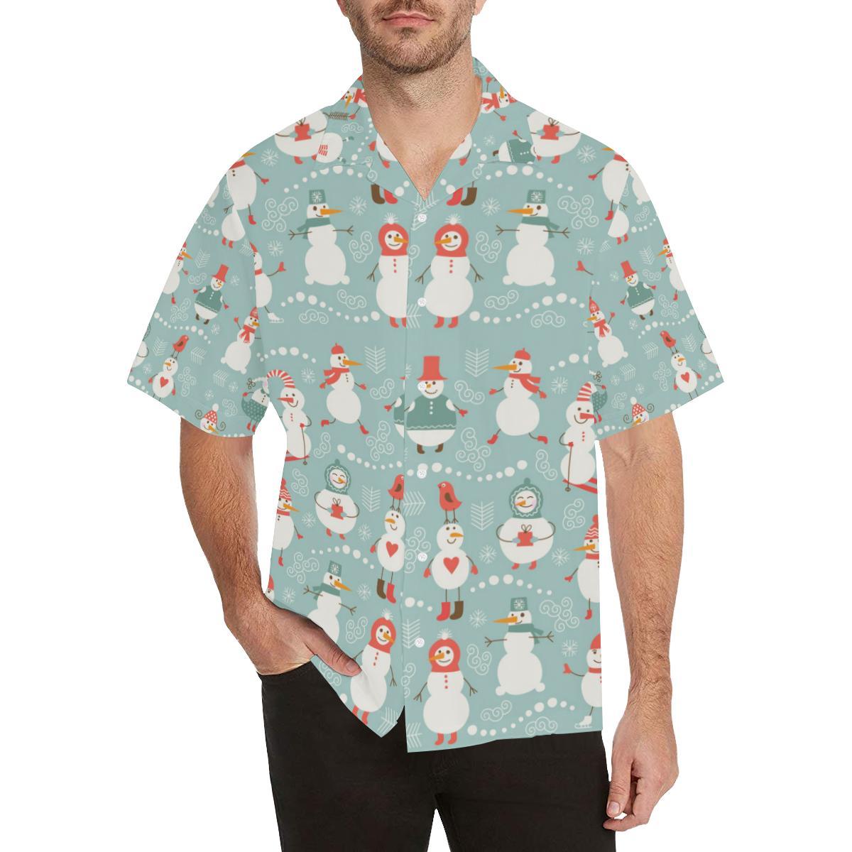 cute_snowman_pattern_mens_all_over_print_hawaiian_shirt_1780.jpg