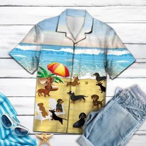 Dachshund Blue Best Design Hawaiian Shirt- For men and women - Fanshubus