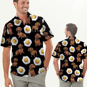 Dachshund Cute Eggs Tropical Men Hawaiian Shirt -  Summer Shirt -  Beach Shirts For Dog Lovers In Summer - For men and women - Fanshubus