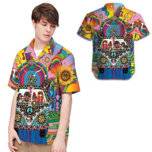 Dachshund Hippie Hawaiian Shirt -  Summer Shirt -  Beach Shirts For Men For Hippie Lovers - Fanshubus