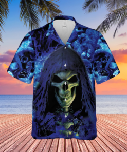 Death And Blue Skulls Hawaiian Shirt - For Men and Women Fanshubus