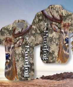 Deer And Camo Hunting Brown Nice Design Hawaiian Shirt- For men and women - Fanshubus