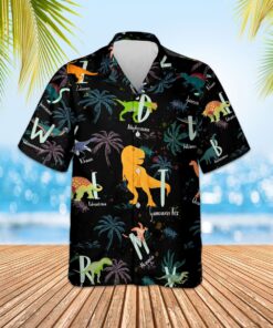 DINOSAUR ALPHABET HAWAIIAN SHIRT  -  Unique Beach Shirt - For Men and Women Fanshubus