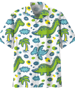 Dinosaur Hawaiian Shirt Navy 1- For men and women - Fanshubus