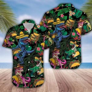 Dinosaur Love Tacos Hawaiian Shirt- For men and women - Fanshubus