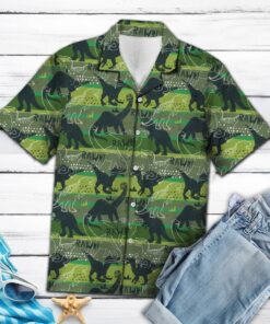 Dinosaur Rawr Green Awesome Design Hawaiian Shirt- For men and women - Fanshubus