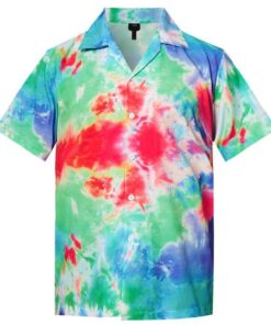 Discover Cool MenS Hawaiian Shirt Colorful Tie Die Printing .