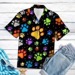 Dog Paw Prints Multicolor Best Design Hawaiian Shirt- For men and women - Fanshubus