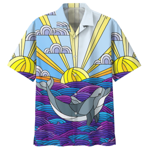 Dolphin Blue High Quality Unisex Hawaiian Shirt- For men and women - Fanshubus