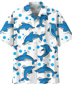 Dolphin Hawaiian Shirt Navy 2- For men and women - Fanshubus