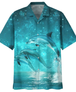 Dolphin Hawaiian Shirt Navy 3- For men and women - Fanshubus