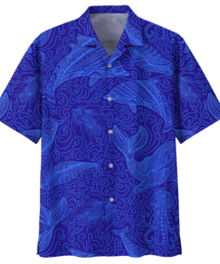 Dolphin Hawaiian Shirt Navy 4- For men and women - Fanshubus