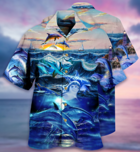 Dolphin Ocean Hawaiian Shirt | For Men &amp; Women | Adult |- For men and women - Fanshubus