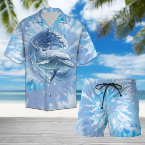 Dolphin Tie Dye Hawaiian Shirt Set  -  Unisex