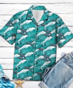 Dolphin Waves Green Amazing Design Hawaiian Shirt- For men and women - Fanshubus