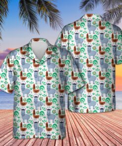 DONKEY AND CHICKEN SEAMLESS HAWAIIAN SHIRT