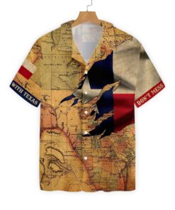 Dont Mess With Texas Flag Map Hawaiian Shirt- For men and women - Fanshubus