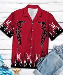 Dragon Fire Red Unique Design Hawaiian Shirt- For men and women - Fanshubus