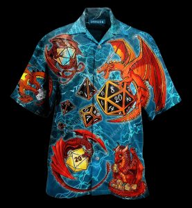 Dragon Playing Dice Blue Unique Design Hawaiian Shirt- For men and women - Fanshubus