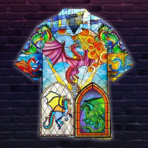 Dragon Stained Glass Hawaiian Shirt | For Men &amp; Women | Adult |- For men and women - Fanshubus