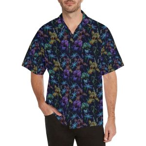 Dragonfly With Floral Print Pattern Hawaiian Shirt- For men and women - Fanshubus