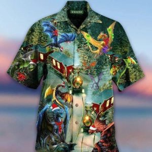Dragons Christmas Train Hawaiian Shirt- For men and women - Fanshubus