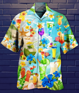 Drinking Cocktail Flower Beach Hawaiian Shirt | For Men &amp; Women | Adult |- For men and women - Fanshubus
