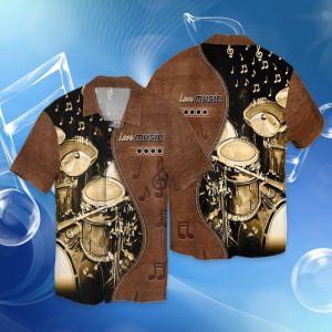 Drum Shirt Love Music Suede Design 3D Hawaiian Shirt Shirt- For men and women - Fanshubus