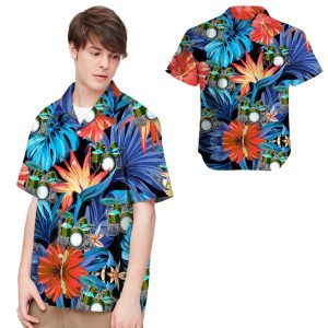 Drum Tropical Leaves Men Hawaiian Shirt -  Summer Shirt -  Beach Shirts For Drummers In Daily Life .