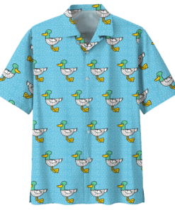 Duck Hawaiian Shirt Royal 1- For men and women - Fanshubus